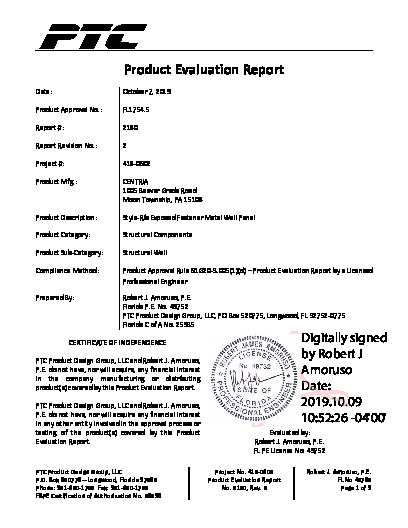 PR TECH DOCS FL1754 R6 AE PER 2180 REV2 418-0602 STYLE-RIBEXPOSED FASTENER METAL WALL PANEL APPENDICES SS