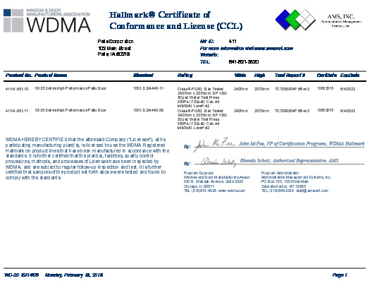 PR CERTIFICATE FL1824 R9 C CAC CCL-411-H-951