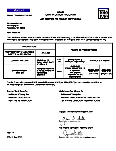 PR CERTIFICATE FL224 R14 C CAC 08-09 08-20 CS IMPACT 36X50 R PG55