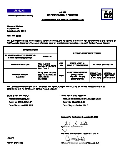 PR CERTIFICATE FL224 R14 C CAC 42-19 TWIN CS IMPACT ANNEALED  R PG45 73X72 ASHLAND HARDWARE