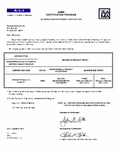 PR CERTIFICATE FL2717 R6 C CAC GSH3 SINGLE HUNG - 14