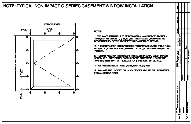 PR INSTL DOCS FL2722 R7 II TYP NON-IMPACT G-SERIES CASEMENT WINDOW INSTALLATION
