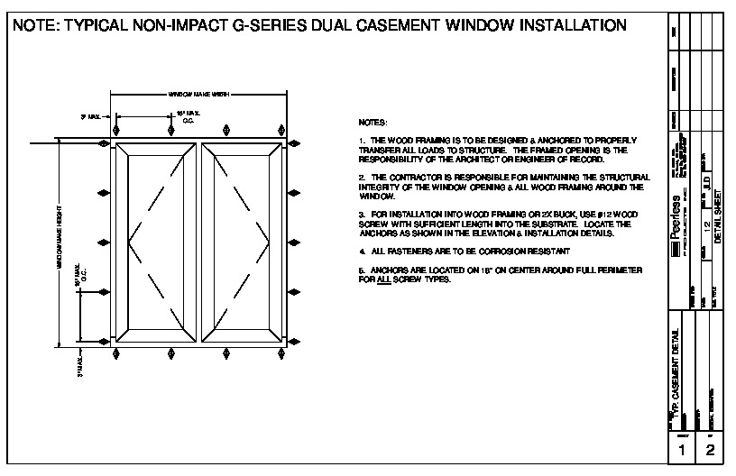 PR INSTL DOCS FL2722 R7 II TYP NON-IMPACT G-SERIES TWIN CASEMENT WINDOW INSTALLATION