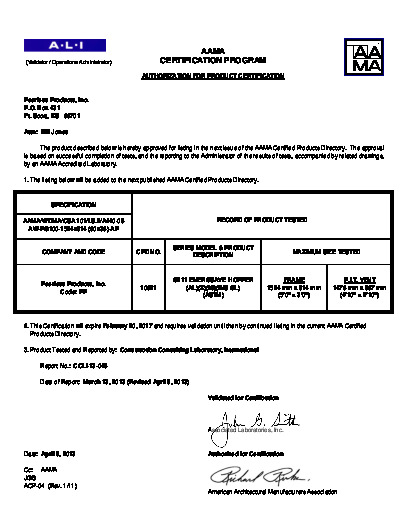 PR CERTIFICATE FL2725 R8 C CAC G311 PI - 13