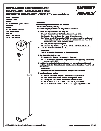 PR INSTL DOCS FL2998 R10 II FL2998 R9 - A7962A - HC-L980 MULLIONS