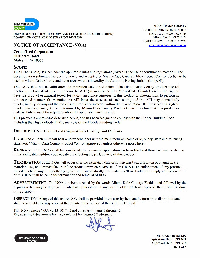 PR CERTIFICATE FL490 R9 C CAC 16080202