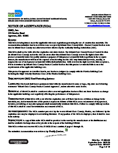 PR INSTL DOCS FL699 R8 II OMG NOA 17010401 ROOFING FASTENERS