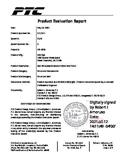 PR TECH DOCS FL1754 R7 AE PER 2176 REV3 BR5-36 EXPOSED FASTENER METAL WALL PANEL APPENDICES SS
