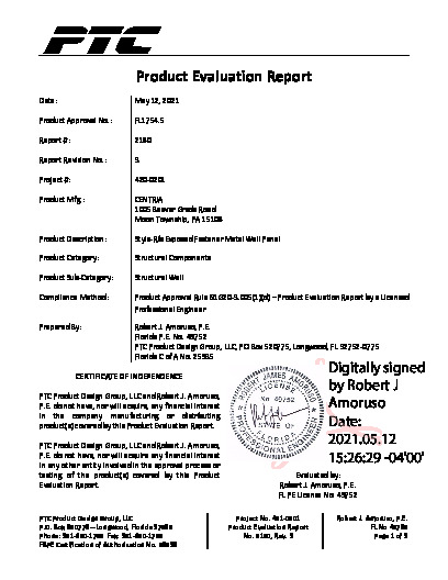 PR TECH DOCS FL1754 R7 AE PER 2180 REV3 STYLE-RIBEXPOSED FASTENER METAL WALL PANEL APPENDICES SS