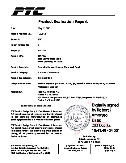 PR TECH DOCS FL1754 R7 AE PER 2181 REV3 SUPER-RIB EXPOSED FASTENER METAL WALL PANEL APPENDICES SS