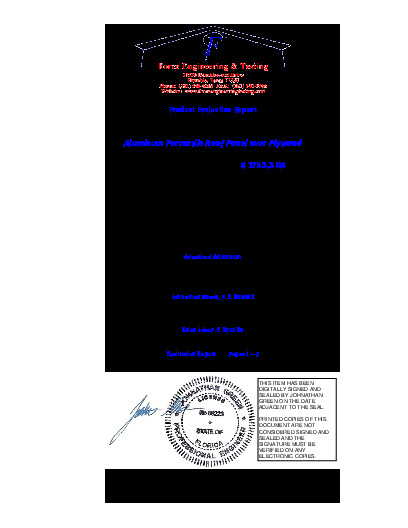 PR INSTL DOCS FL1763 R4 II FL1763.3 ALUM PERMATILE ROOF PANEL OVER PLYWOOD HVHZ DRAFT SEALED