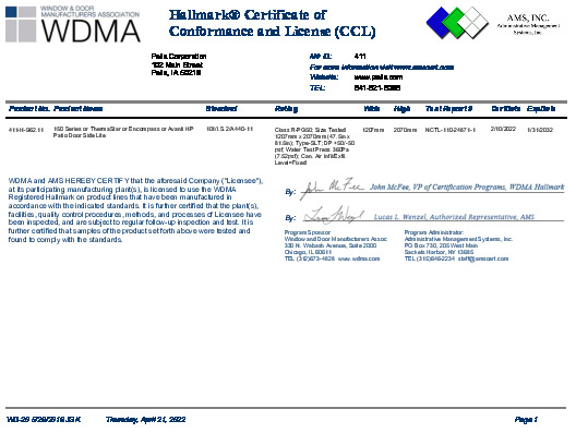 PR CERTIFICATE FL1824 R11 C CAC CCL- 411-H-962.11