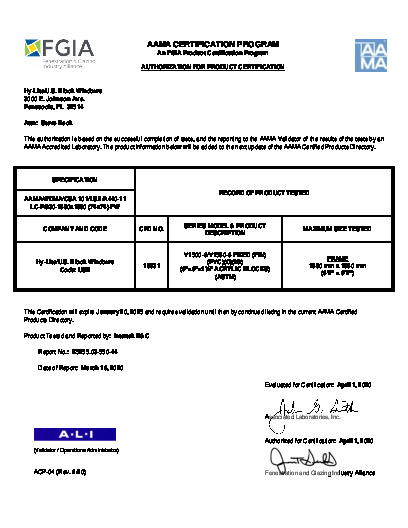 PR CERTIFICATE FL185 R11 C CAC V1500-6 7474 LCPG 30 012025