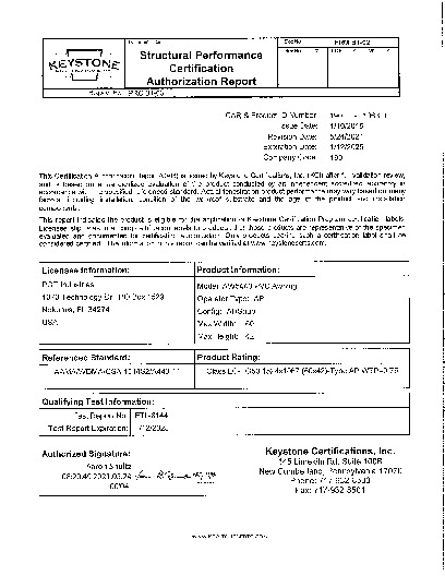 PR CERTIFICATE FL2329 R14 C CAC AW5440 CERTIFICATIONS 2021