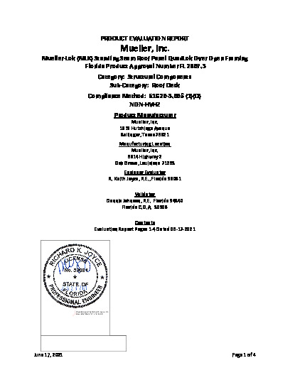 PR TECH DOCS FL2807 R6 AE MLK QL EVALUATION REPORT