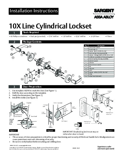 PR Instl Docs FL2998 R15 II A8286 SAR 10X Line Installation Instr 04-21