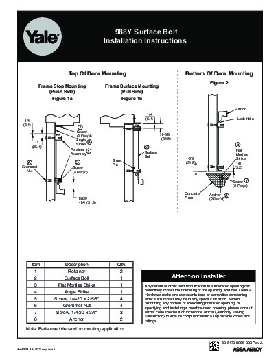 PR Instl Docs FL3063 R9 II 988Y SurfaceBoltInstInstruc