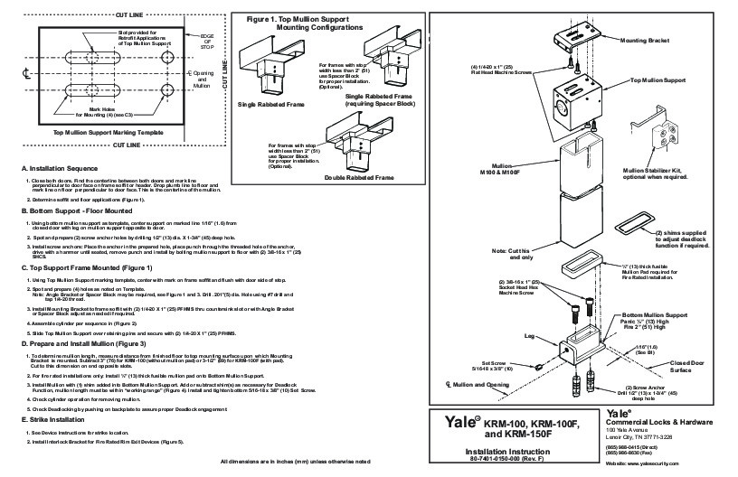 PR Instl Docs FL3063 R9 II KRM-100F MullionInstInstruc