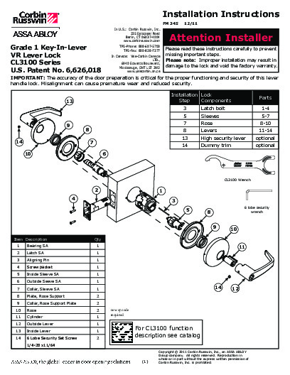 PR Instl Docs FL3067 R10 II FM345 CL3100InstInstruc
