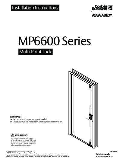 PR INSTL DOCS FL3067 R13 II CORBIN RUSSWIN SQUISH 894 (FM523) 03-2020-LO