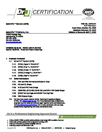 PR CERTIFICATE FL3557 R10 C CAC TER 0910 01 QT ALL PRODUCT LINES FL PRODUCT APPROVAL