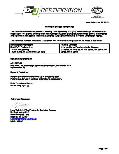 PR CERTIFICATE FL3557 R13 C CAC 1811-03 FPA CERTIFICATE DRJ