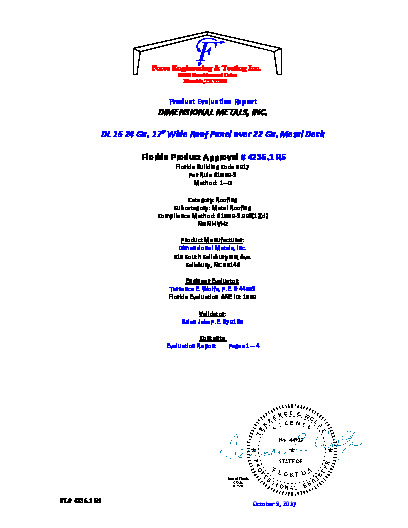 PR TECH DOCS FL4236 R5 AE DL 15 24 GA. OVER STEEL DECK