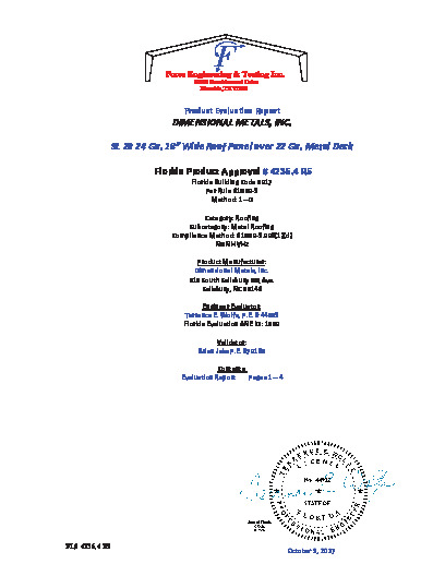 PR TECH DOCS FL4236 R5 AE SL 20 24 GA. OVER STEEL DECK - SECURED