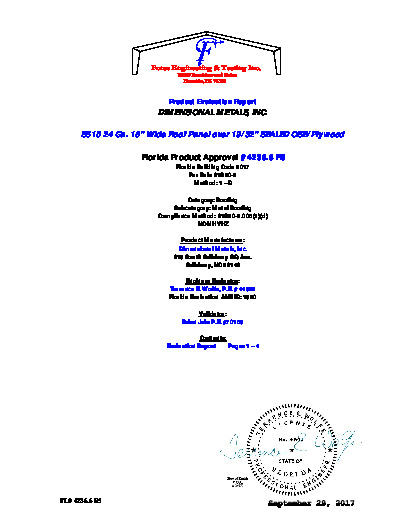 PR Instl Docs FL4236 R5 II Secured SS 10 24 Ga. over Sealed Plywood and OSB