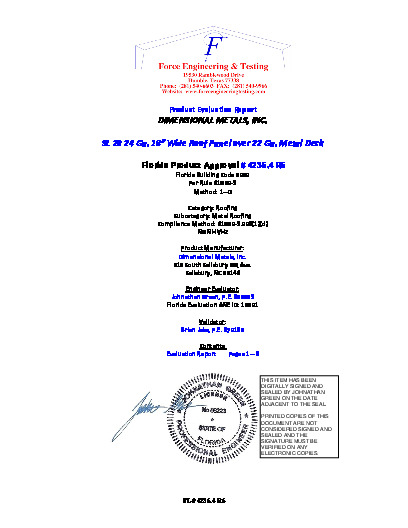 PR TECH DOCS FL4236 R6 AE FL4236.4 SL 20 24 GA. OVER STEEL DECK SEALED