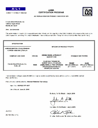 PR CERTIFICATE FL4571 R17 C CAC 32 X 36 CH-SH - WIDE RAIL - SJL - PG50