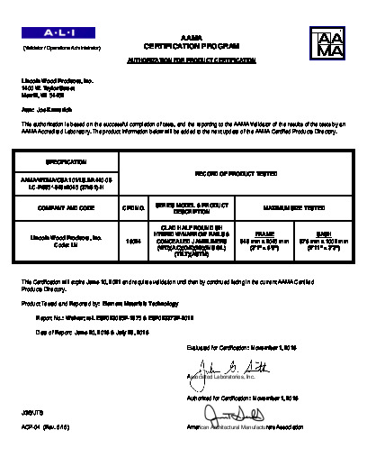 PR CERTIFICATE FL4571 R17 C CAC 32 X 36 CLAD HALF ROUND SH HYBRID W-N RS  CONCEALED J L