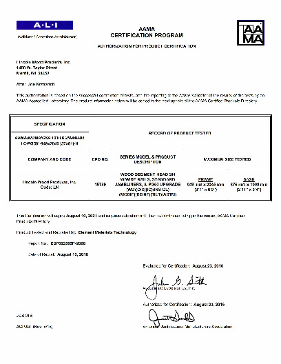PR CERTIFICATE FL4571 R17 C CAC 32 X 36 WS-SH - WIDE RAIL - SJL-PG50