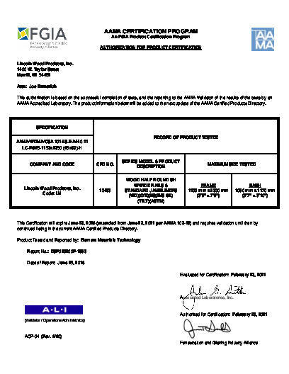 PR CERTIFICATE FL4571 R18 C CAC LINCOLN - WOOD HALF ROUND SH W-W.RS. -  STD. J.LS. (1)   FEB. 2021 (EXT.5)