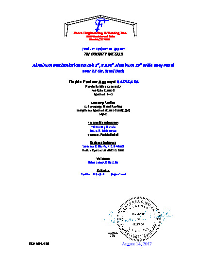 PR Instl Docs FL4595 R4 II AL  MLok 2.0 over Steel Deck HVHZ secured