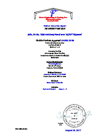 PR Instl Docs FL4595 R4 II Min 24 Ga. TCM-Lok Eval Report