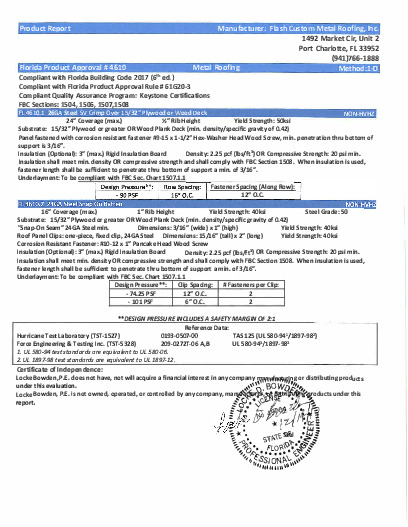 PR TECH DOCS FL4610 R5 AE FL 4610 FLASH CUSTOM METAL ROOFING COMPLETE - SS