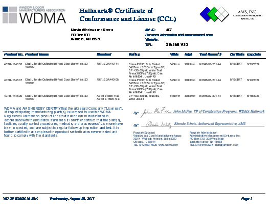 PR CERTIFICATE FL4809 R19 C CAC CCL FOR MARVIN 1146.06, .07, .08