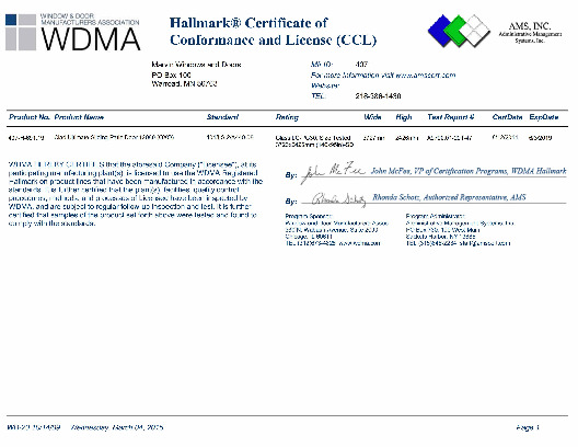 PR CERTIFICATE FL4939 R18 C CAC CCL FOR MARVIN 407-H-691.19