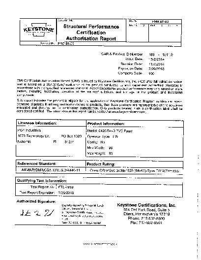 PR CERTIFICATE FL5012 R19 C CAC PW-5440 CERTIFICATION