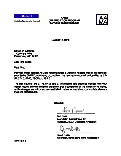PR CERTIFICATE FL5167 R41 C CAC 07-75 WAIVER TO 07-09