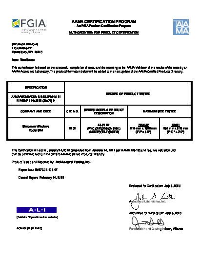 PR CERTIFICATE FL5167 R41 C CAC 43-35 DH 36X72-R30