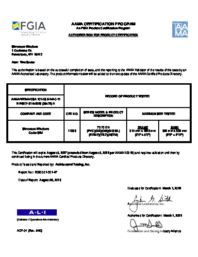 PR CERTIFICATE FL5167 R41 C CAC 75-75 DH (11339) 36X72 PG55