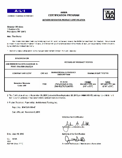 PR CERTIFICATE FL5414 R20 C CAC 41-18 SH 36X63 R45 (EXT.)