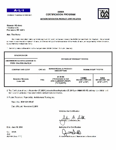 PR CERTIFICATE FL5414 R20 C CAC 41-18 SH 36X76 R50 (EXT.)