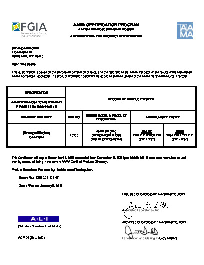 PR CERTIFICATE FL5414 R33 C CAC 43-06 SH (10155) 44X63 PG35