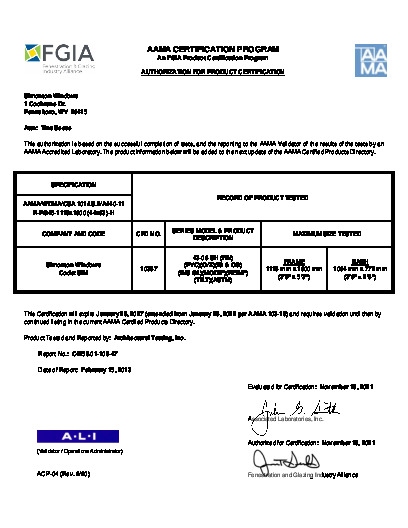 PR CERTIFICATE FL5414 R33 C CAC 43-06 SH (10387) 44X63 PG45