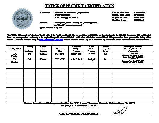 PR CERTIFICATE FL5507 R8 C CAC NI006220.01
