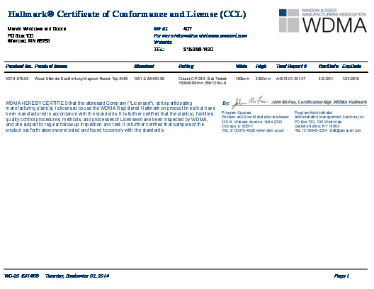 PR CERTIFICATE FL5545 R8 C CAC CCL FOR MARVIN 407-H-878.05 