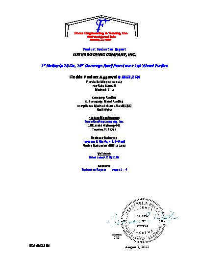 PR Instl Docs FL5852 R4 II 1 Nailstrip 24 Ga. over 1x4 wood purlins secured